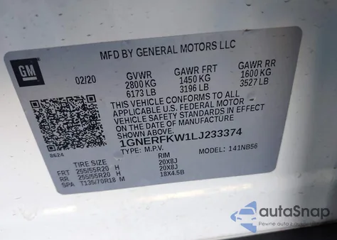 2020 Chevrolet Traverse Ls from USA, damaged, VIN 1GNERFKW1LJ233374
